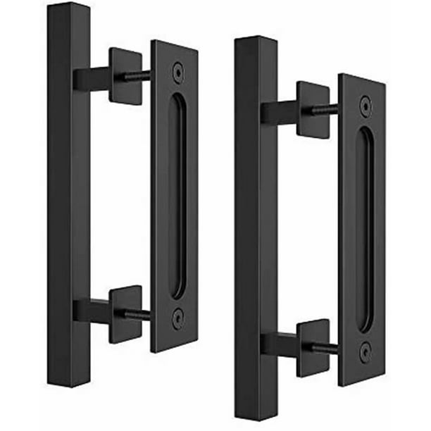 Homlux 12" Barn Door Handles 2 Pack, Pull and Flush Barn Door Handle