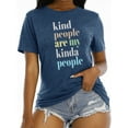thumbnail image 3 of XCHQRTI Graphic Womens Tshirt Kindness Letter Short Sleeve Kind Ladies Top, 3 of 7
