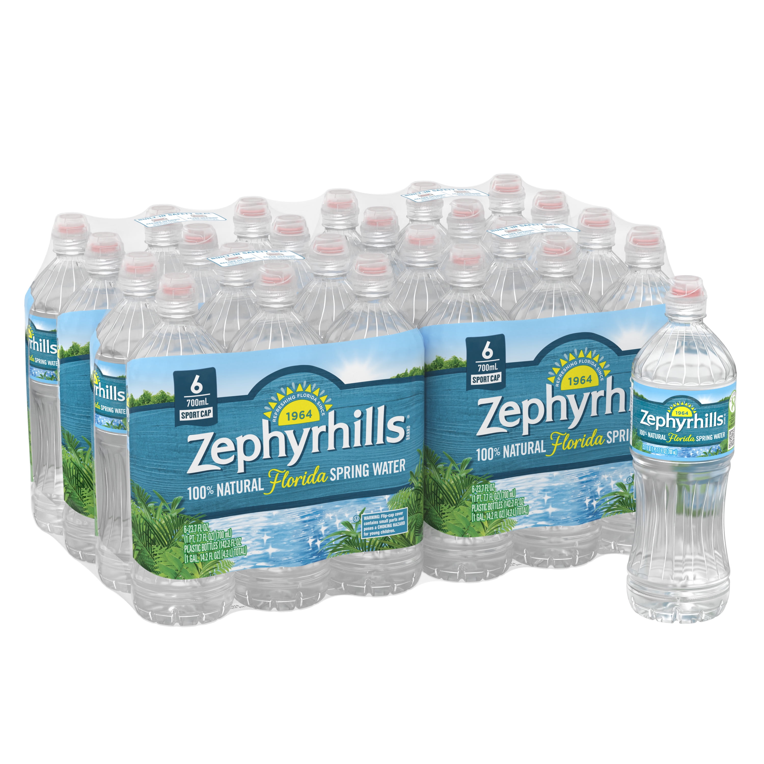 Zephyrhills Brand 100 Natural Spring Water, 23.7ounce plastic sport