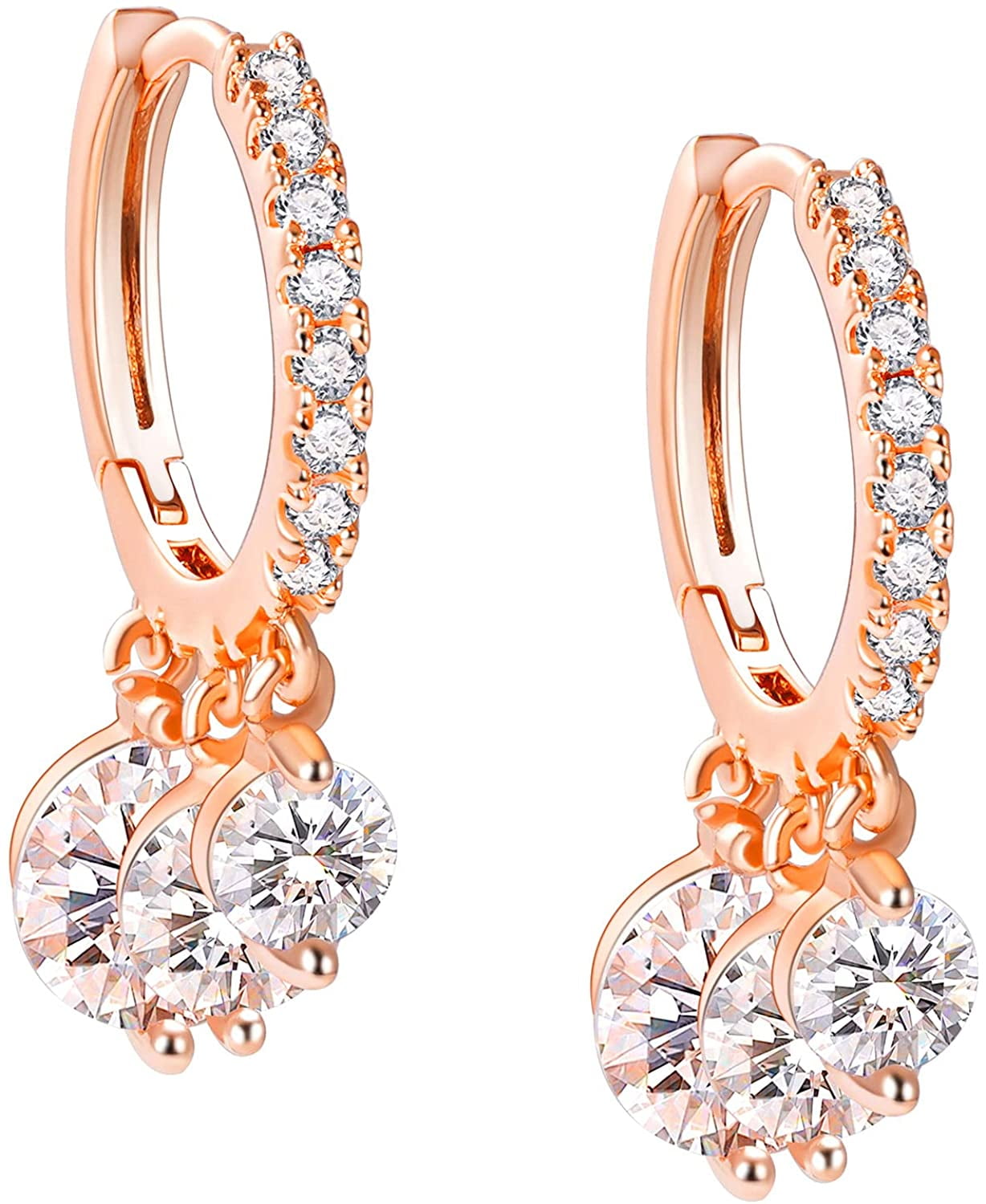 Elegant Stud Gold plated Hoop Earrings Zirconia Crystal Jewelry for Women Girls Gemstones