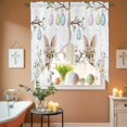 thumbnail image 6 of Spring Easter Swag Valance Curtains Bunny Cute Rabbit Colorful Eggs Flower Rod Pocket Swag Curtains Small Window Treatments for Kitchen Bathroom Bedroom 36" W x 45" L, 2 Panels, 6 of 9