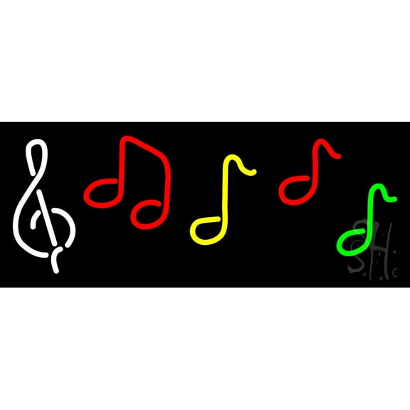 Musical Notes LED Neon Sign 13" Tall x 32" Wide - inches Black Square Cut Acrylic Backing, with Dimmer - Premium built indoor Sign for Studio, Club, Home décor, Event, Workshop, Storefront.
