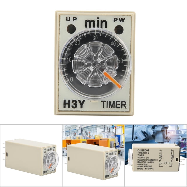 H3Y 2 Delay Timer 8 Pin Timer Relay 0~60m for Multiple Purpose, Transparent Dial with Stable Quality, Brass Material, Applicable Electrical, Home Appliances, Industrial Control,