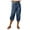 Navy, variant on Capri Pants for Women Summer Casual Cotton Elastic High Waisted Wide Leg Relaxed Fit Cropped Pants with Deep Pockets