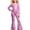 Hot Pink, variant on Krdevn Kids Shiny Stretch Jumpsuit, Long Sleeve Round Neck Flare Bell Bottom Dancewear for Boys Girls Stage Performance,Red