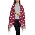 thumbnail image 3 of Cauagu white Tree red plaid Print Women Wrap Shawl tassels Scarves Retro Scarf 77.6"X28.3", 3 of 8