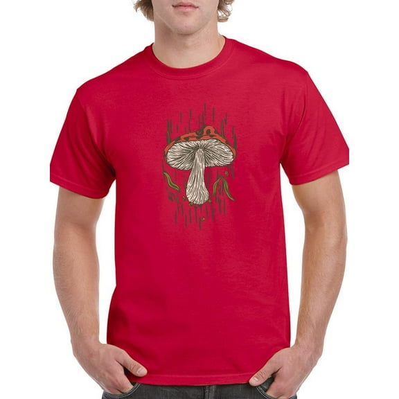 Mushroom With Leaves T-Shirt Men -Image by Shutterstock, Male 4X-Large