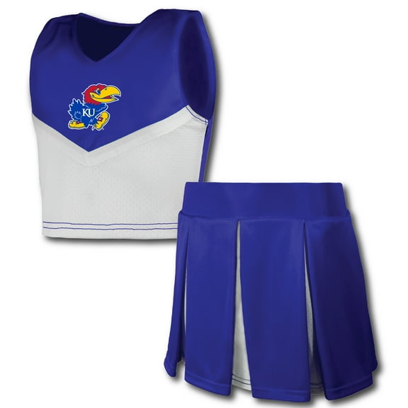 Girls Youth Garb Royal Kansas Jayhawks Cheerleader Top & Skirt Set