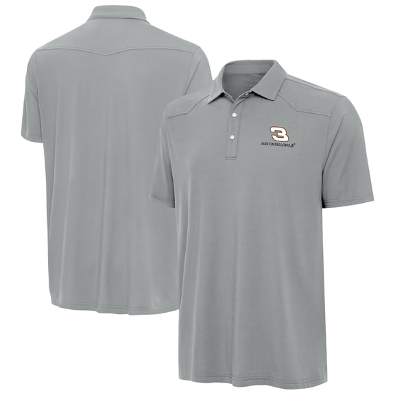 Men's Antigua Gray Austin Dillon Western Polo