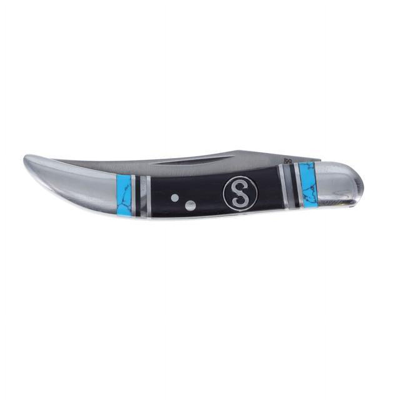 Scipio FCC00021CB Blue Horizon Pocket Knife - 2.25-Inch Folding Knife Toothpick Blade Small Portable Knife - Wood Handle with Inlaid Blue Stone