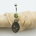 thumbnail image 4 of Belly Button Ring 14g Surgical Steel Dangling Tribal Etched Design CZ Jewels, 4 of 7