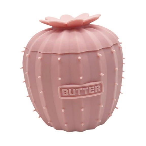 Fancyes Butter Crock French Butter Dish Cute Shape Silicone Decor with Lid Storage Container Canister for Hotel Farmhouse Household Pink