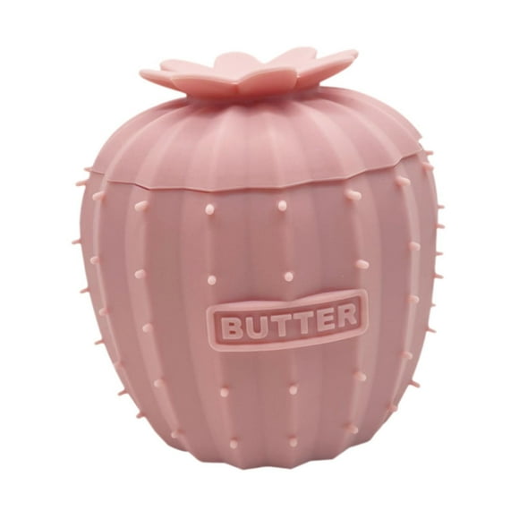 simhoa Butter Crock Cactus Shape Silicone Butter Dish for Cafe Restaurant Household Pink