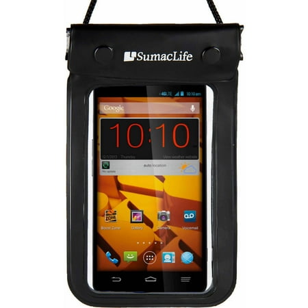 SUMACLIFE Waterproof Triple Zip Clear Case Carrying Bag (with Lanyard) for Smartphones up to 6.5in x