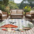 thumbnail image 5 of Spring Mushrooms Round Area Rugs Collection 6', Farmhouse Pastoral Botanical Gray Plaid Non Slip Indoor Circular Throw Runner Rug Floor Mat Carpet for Living Room Dining Table Bedroom Nursery, 5 of 9