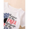 thumbnail image 4 of Wassery Toddler Girls 4th of July Outfits Short Sleeve Sunflower Letter Print Tops + Flare Pants Set 12M 18M 24M 2T 3T 4T 5T Baby Girls Summer Independence Day Clothes, 4 of 9