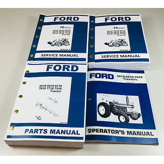 Ford Tractor 5610 6610 7610 Service Parts Operators Manual Factory Shop Set