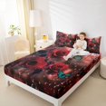 thumbnail image 4 of Homewish Dreamy Red Rose Bed Sheets,Romantic Floral Flower King Sheets,Cyan Butterfly Sheet Set For Girls Kids,Breathable Home Decor,4-Piece, 4 of 7