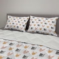thumbnail image 2 of Car Lover Comforter & Sham Bedding Set, Cartoon Pattern of Different Breed Kitties Head Funny Happy Face Illustration, 3 pcs Duvet Set Microfiber Filling Quilt, 5 Sizes, Multicolor, by Ambesonne, 2 of 4