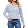 thumbnail image 2 of Camisas de Larga y Cuello Redondo para Mujer, Corte Holgado, Estilo Túnica Informal Elegante, Suéter, Ropa de Otoño e Invierno Azul XXL, 2 of 10