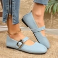 thumbnail image 5 of BRGZLK Mary Jane Shoes for Women Trendy Solid Color Round Toe Woven Print Ballet Flats with Strap Dressy Comfortable Casual Shoes Blue 6.5, 5 of 9
