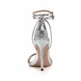 thumbnail image 2 of AQUA Womens Silver Scale Embossed Ankle Strap Metallic Silvana Round Toe Stiletto Buckle Dress Sandals Shoes 8 B, 2 of 3