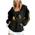 thumbnail image 2 of Arlun Zipper up Football Hoodies for Women Football Game Day Hooded Sweatshirts Fashion Graphic Printed Casual Loose Fit Long Sleeve Jacket Fall Winter Tops Black2 XXL, 2 of 4