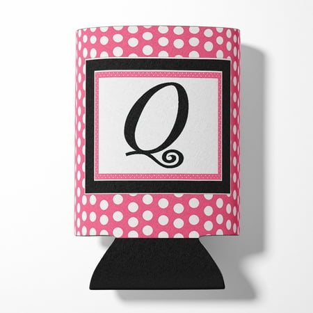 

Caroline s Treasures CJ1001-QCC Letter Q Monogram - Pink Black Polka Dots Can or Bottle Hugger Can Hugger multicolor