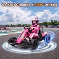 thumbnail image 5 of Funcid 24V 10Ah Big Battery Go Kart for Kids Age 6-12, Ride on Toys with 600W Motors, 7.5 MPH Electric Go Kart W/ EVA Wheels, 4-Level Adjustable Seat & 360° Drift Mode, LED Power Display, Pink, 5 of 7