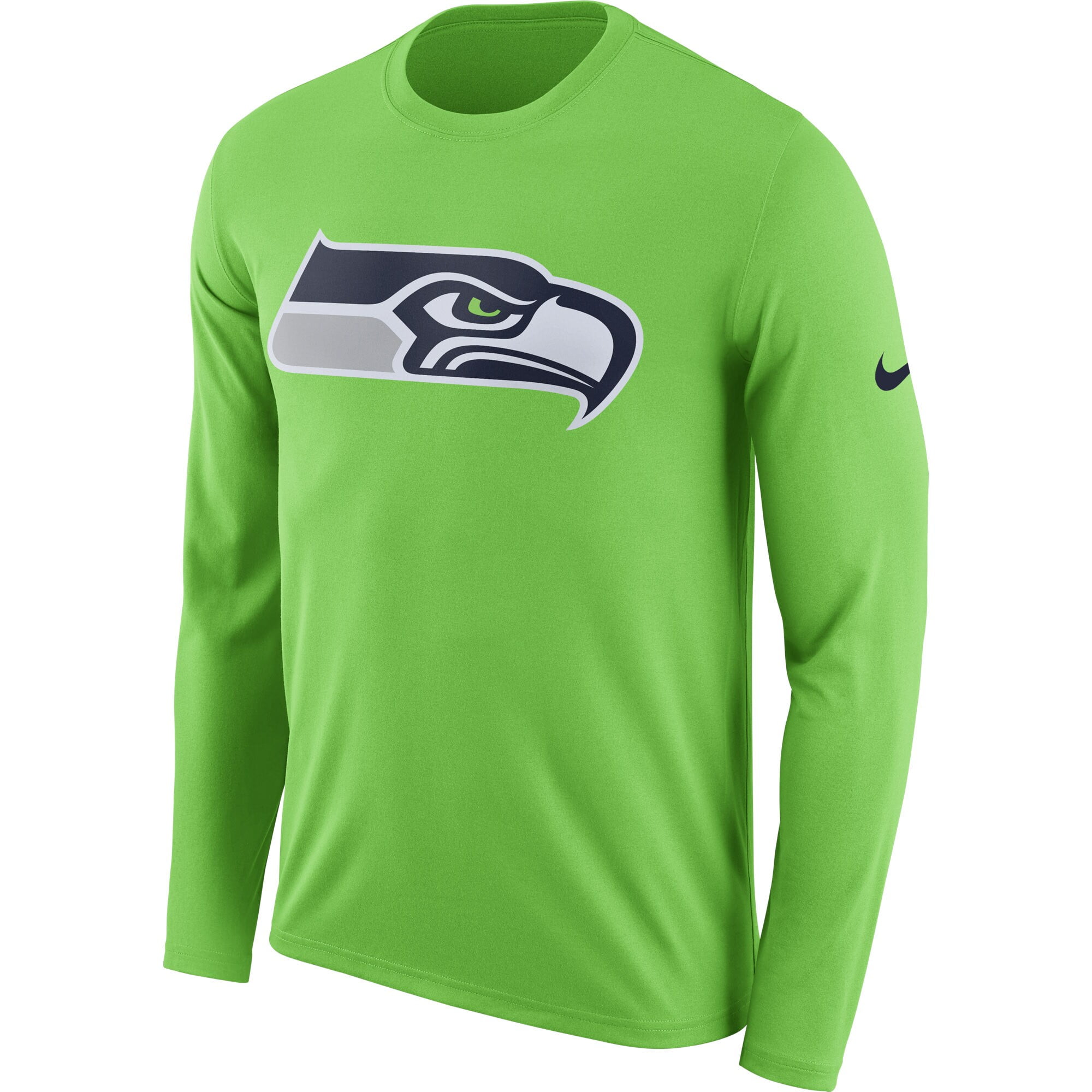 نبك Seattle Seahawks Nike Fan Gear Primary Logo Performance Long Sleeve T-Shirt  - Neon Green نبك