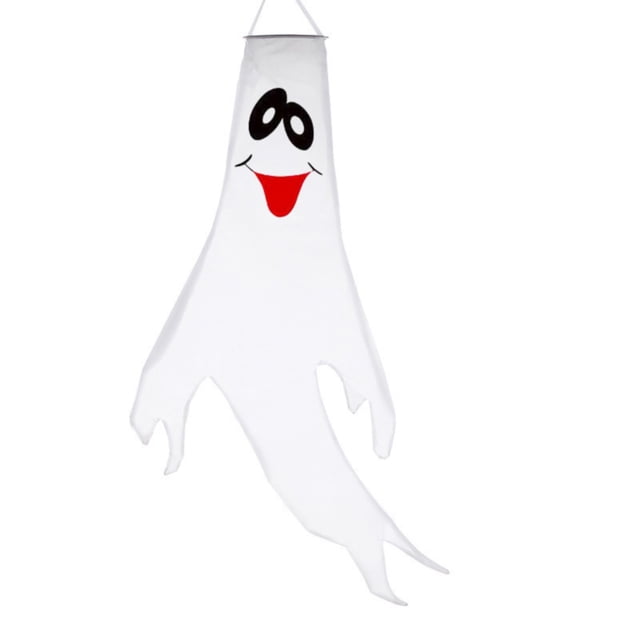 pdqouc Halloween Windsocks with White LED String Lights 47.2 Inch Light Up Hanging Outdoor Halloween Decorations Battery Operated Waterproof for Halloween Party Yard Decor