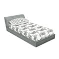 thumbnail image 2 of Ambesonne Motorcycle Fitted Sheet & Pillow Sham Set, Details in Grayscale, Twinxl, Grey White Black, 2 of 2