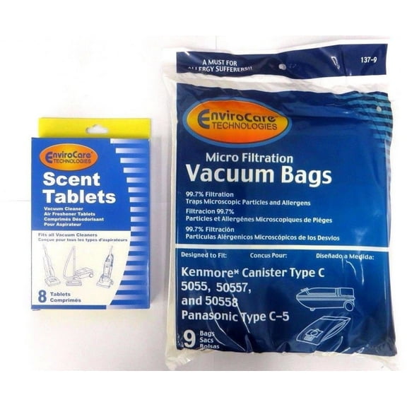 1 Kenmore Mircrofiltration Canister 50558, 5055, 50557 (9 Bags & 8 Scent Tabs) Vacuum Cleaner bag