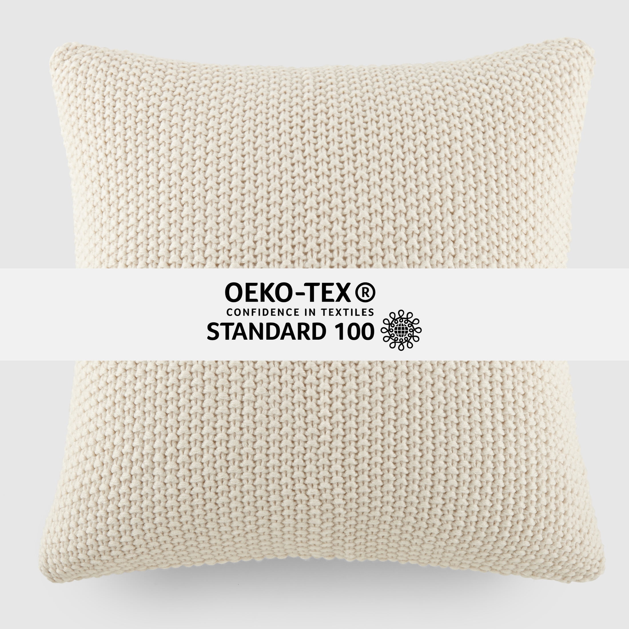 2-Pack Decor Throw Pillows in Cotton Slub Antique Floral and Acrylic Knit by Comfort Canopy
