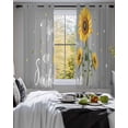 thumbnail image 3 of Sunflowers Sheer Curtains 39 Inch Length 2 Panels Set for Living Room/Bedroom, Spring Summer Bees Yellow Floral Grey Kitchen Curtains Grommet Semi-Sheer Curtains Drapes Window Treatments 27.5"x39"x2, 3 of 7