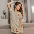 thumbnail image 3 of Pofeuu Tortilla Print Women's Loose Fit Short Sleeve Nightgown, Comfortable Sleep Dress for Women, Casual Lounge Sleepwear, Soft Cotton Sleep Dress, 3 of 6