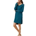 thumbnail image 3 of Camisón de manga larga con encaje para mujer Inspire Chic, vestido tipo camiseta, S azul, 3 of 6