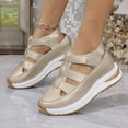 thumbnail image 2 of Dakaela Women's Hollow out Casual Sandals Platform Wedge Walking Shoes Thick Slip on Sneakers Gold 6, 2 of 8