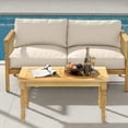 thumbnail image 4 of Gymax Patio Coffee Table w/ Solid Teak Wood Structure Slatted Tabletop for Backyard, 4 of 10