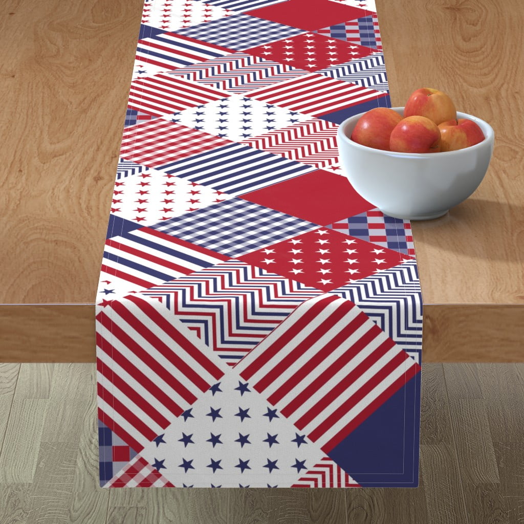 red white and blue quilted table runner