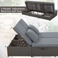 thumbnail image 6 of Outdoor 2-Person Sectional Furniture Set with Adjustable Backrest and Seat, Patio Curved Sofa, Rattan Daybed Two-Tone Weave Sunbed with Cushions and Pillows, 6 of 9