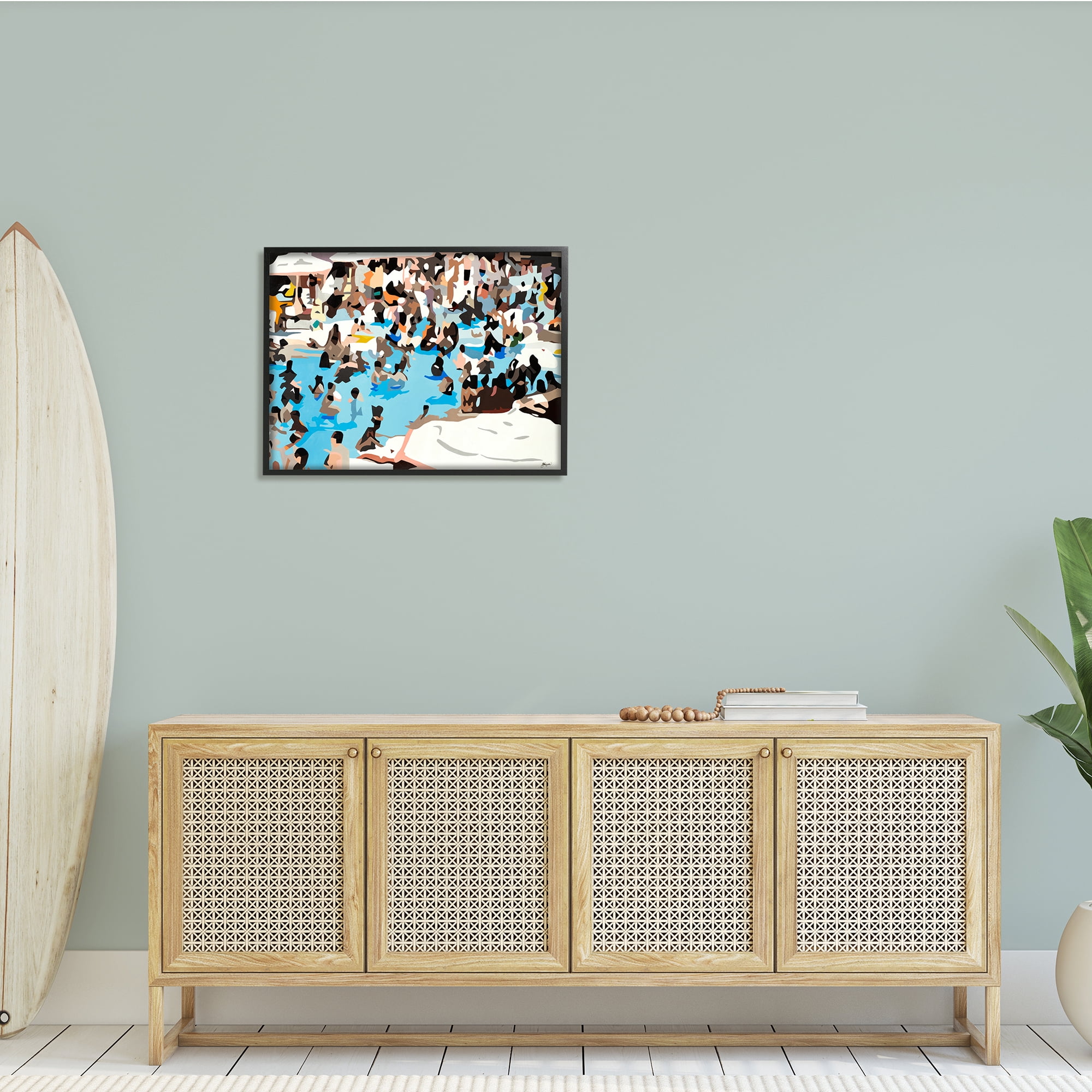 Stupell Industries Crowded Pool Scene Abstract Shape People Tropical Party, 30 x 24, Design by BethAnn Lawson