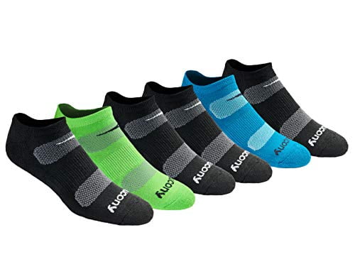 Saucony mens Multi-pack Mesh Ventilating Comfort Fit Performance No-show Socks 