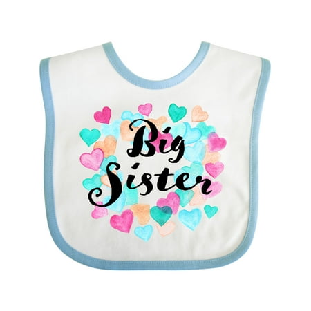 

Inktastic Big Sister Colorful Hearts Design Gift Baby Girl Bib