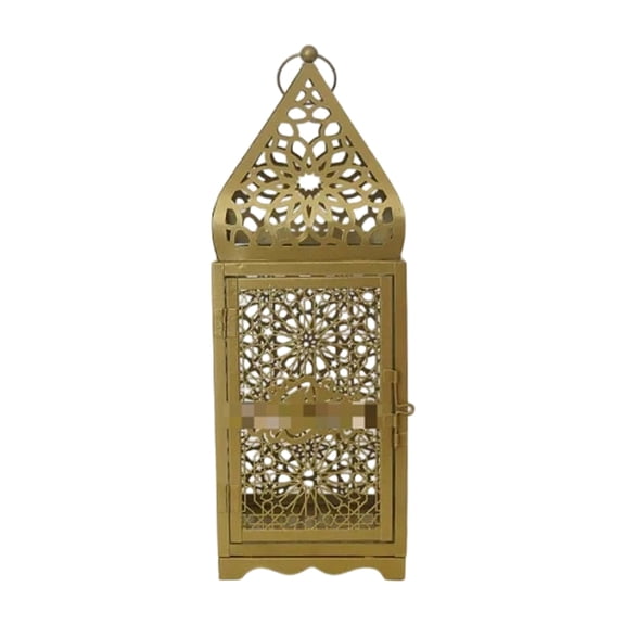 Moroccans Hollow Out Candle Holders Antique Gold Lantern Decorative Candle Stand for Indian Wedding Eid Ramadans Event