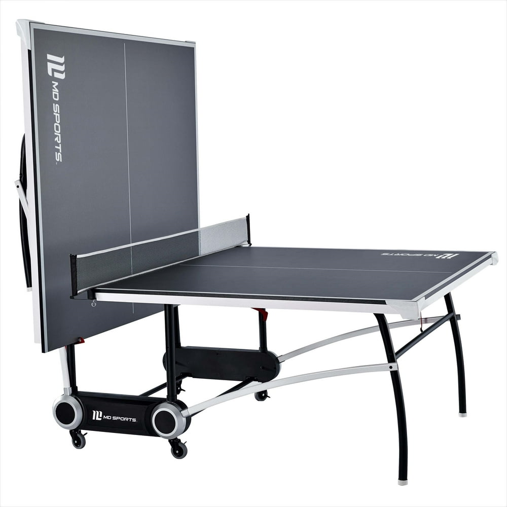 MD Sports Official Size 15mm 2-Piece Indoor Table Tennis Table, Accessories Included, Gray/White