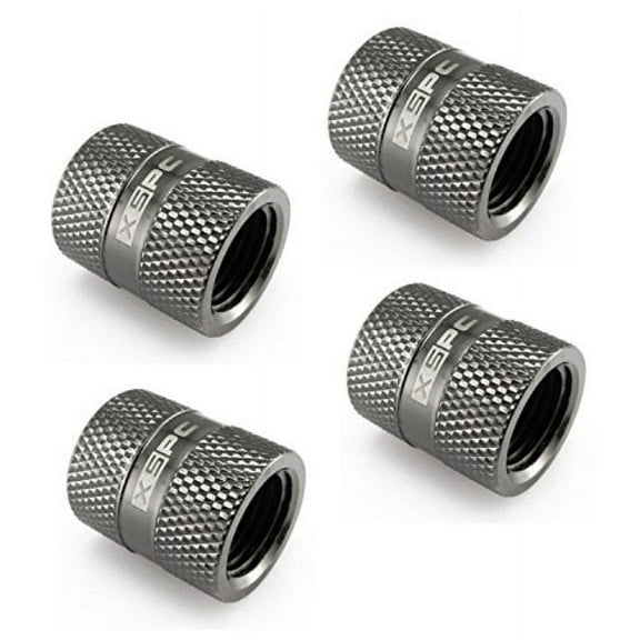 xspc g1/4" female to female rotary fitting, black chrome, 4-pack