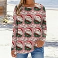 thumbnail image 4 of Inglocry Women Christmas Tops Long Sleeve Womens Top Funny Christmas Graphic Tshirts Crewneck Holiday Pullover Tops Pink 2XL, 4 of 7