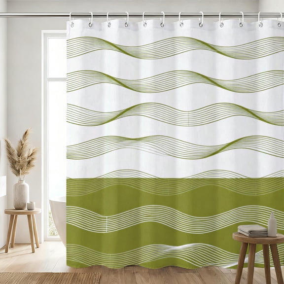 Abstract Green Wave Pattern Wallpaper – Modern Flowing Lines Wall Decor for Living Room, Bedroom