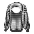 thumbnail image 6 of Sweaters Women Stripe Open Back Contrast Color Loose Long Sleeve Tops Fall Winter Knit Blouse Daily Wear, 6 of 6